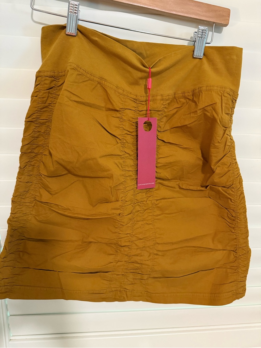High-Waist Mustard Ruched Mini Skirt